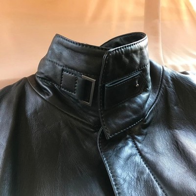 NORTH BEACH Lammfell Leder Mantel AC-351 XL Schwarz Design Jacke Stehkragen JPN