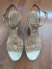 Jack Rogers Size 8.5 Willa T-Strap Natural Cork Gold Floral Wedge Strappy Sandal — photo 4