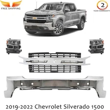 Front Bumper Chrome & Grille Assembly Kit For 2019-2022 Chevrolet Silverado 1500