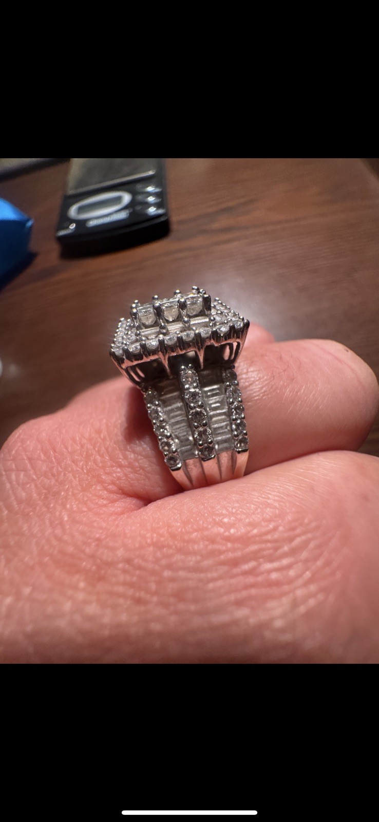 Rectangular Diamond Cluster Ring Princess Baguett… - image 6