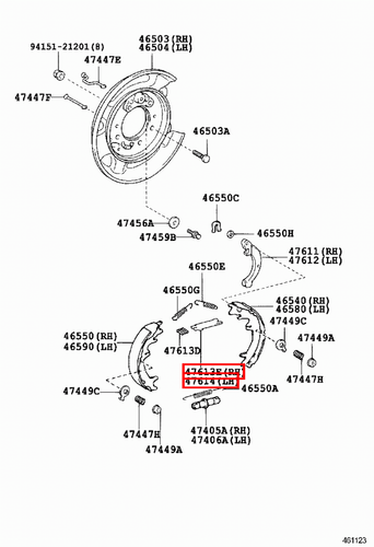 Genuine FJ Cruiser GSJ15 GSJ10 Fortuner GGN155 Parking Hand Brake Shoe Strut - Picture 10 of 20