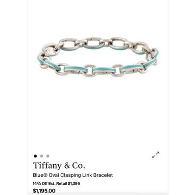 Tiffany & Co. Blue Oval Link Bracelet Sterling Silver 925