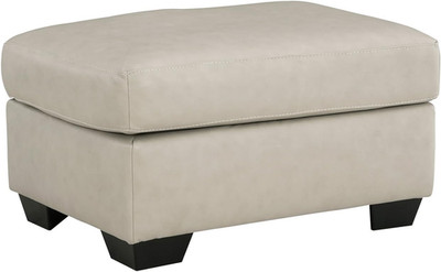 Santorine Light Gray Leather Match Ottoman - Classic Style & Comfort
