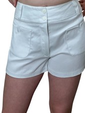 Vtg 60s 70s Sz M Shorts White Low Waist Metal Zip Hip Hugger Patch Pockets