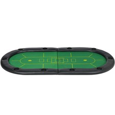 Poker Table Top Mat Foldable 10 Player with Cup Holders Carrying Bag Green