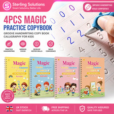 4PCS MAGIC PRACTICE COPYBOOK GROOVE HANDWRITING COPY BOOK CALLIGRAPHY FOR KIDS