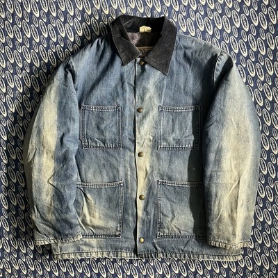 Vintage Walls Blizzard Puf Denim Blanket Lined Chore Jacket XL Faded