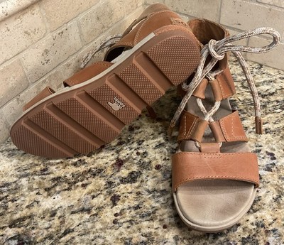 Sorel Womens Torpeda Lace Up II Gladiator Sandals Size 7.5 Brown Leather Shoes