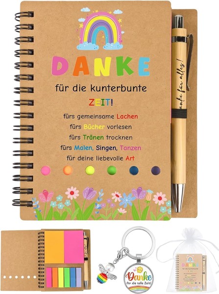 Abschiedsgeschenk Erzieherin 4-Teilig Notizbuch Haftnotizen Kugelschreiber-image