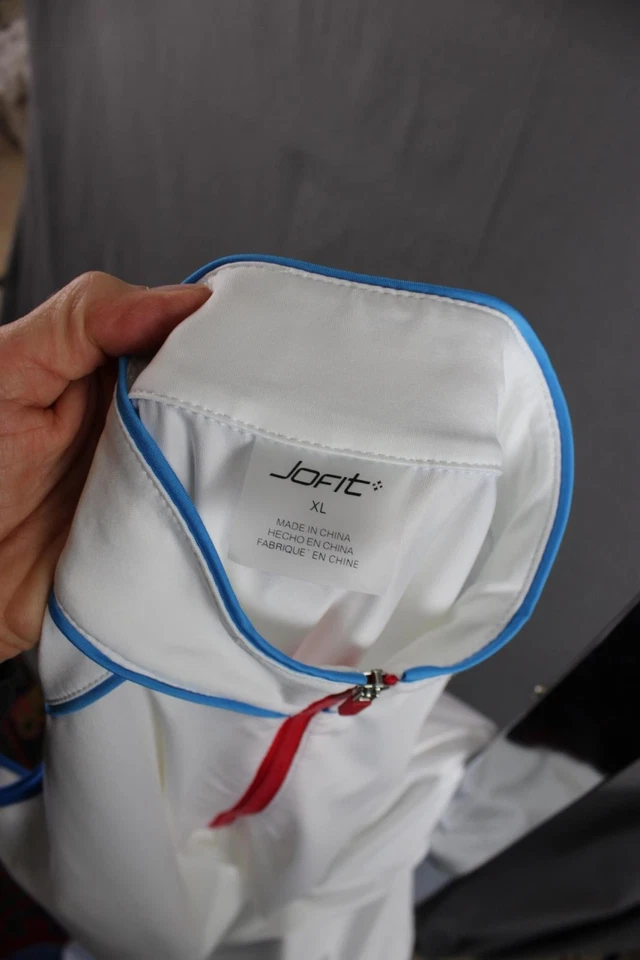 Jofit 女式白色红色蓝色 1/4 拉链无袖上衣 XL 码 — 第 3/4 张图片