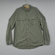 REI Shirt Mens L Green Outdoor Fishing Hiking Vented Cargo Long Sleeve UPF50