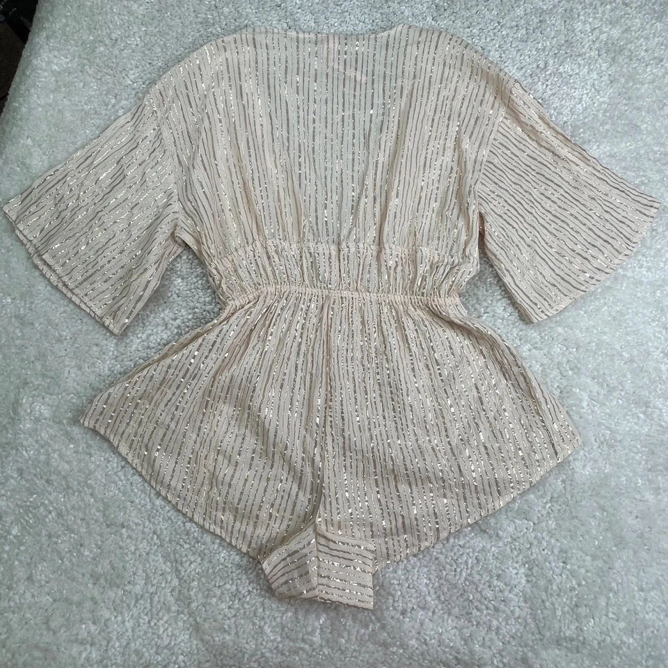 Victoria'a Secret Mameluco Profundo Cuello en V Brillante Dorado Rayas Sucias Para Mujer Grande NUEVO Foto 2 de 4