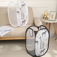 Household Mesh Laundry Hamper Foldable Dirty Clothes Storage Basket For Bathroom