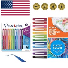 Flair Felt Tip Pens, Medium Point 0.7mm, Assorted Colors, 12 Count - For Arts...