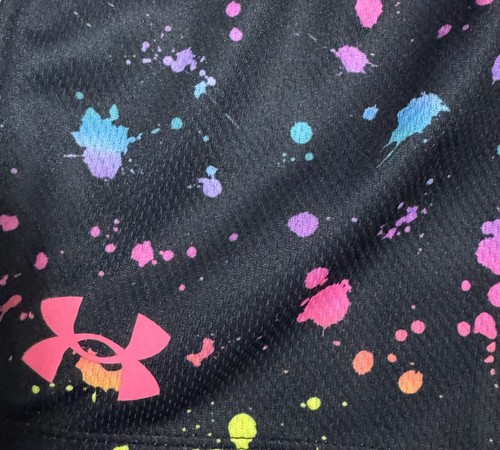 Under Armour Black and Neon Splatter Shorts Girls Size 6/6X - Picture 3 of 5