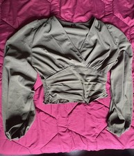 SheIn Damen Bluse Khaki Langarm V-Ausschnitt ...