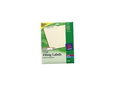 Avery Permanent File Folder Labels TrueBlock Inkjet/Laser Orange Border 750/Pack