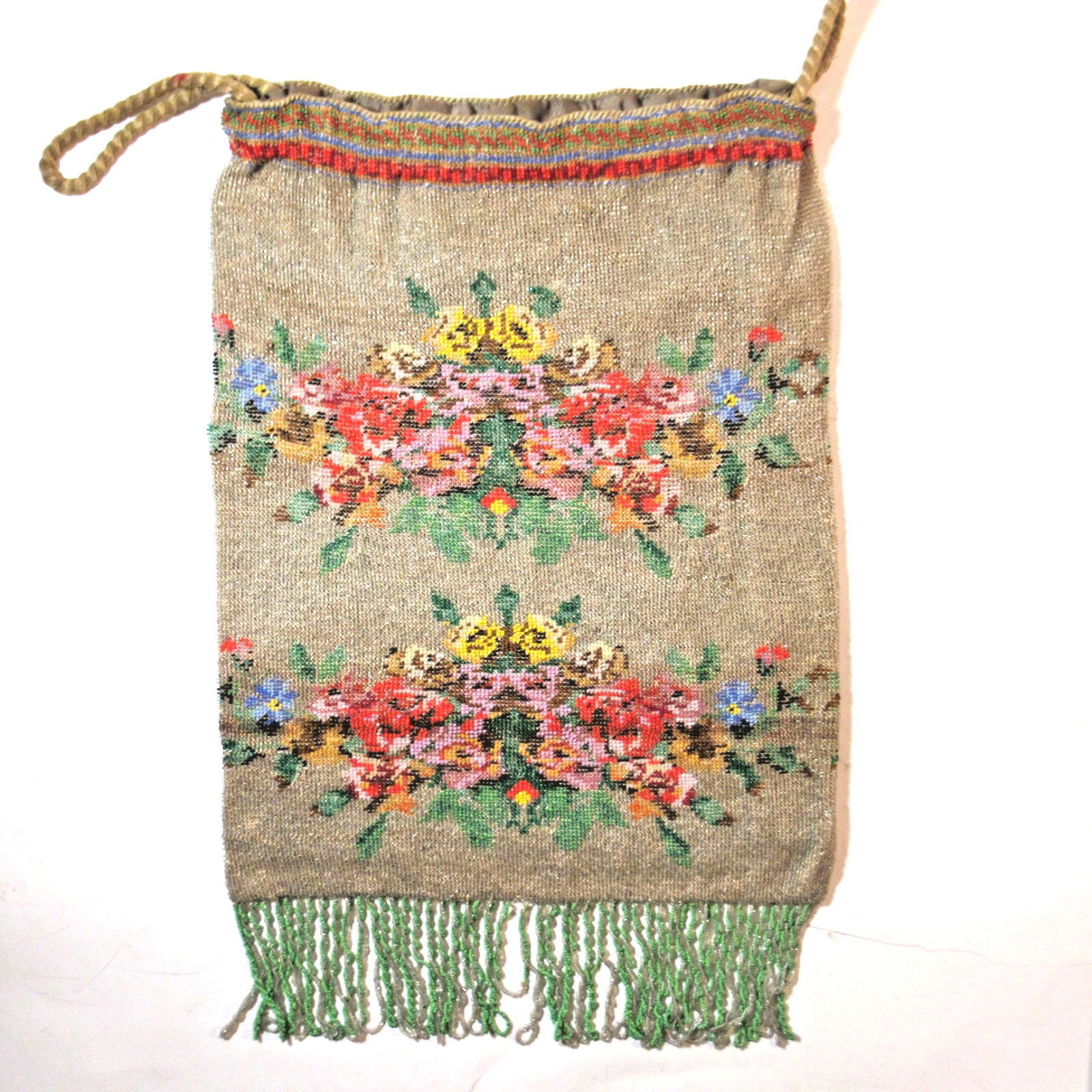Antique Vintage Micro Beaded Purse Reticule - SELLER PAYS US TARIFFS