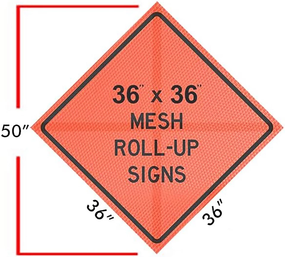 OrangeGear® 36" x 36" malla señal de tráfico, costillas cruzadas y kit de soporte de señal de acero Foto 2 de 4