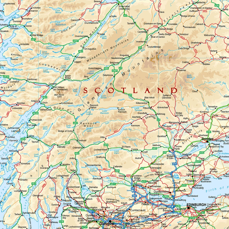 British Isles Physical Map - Map of Great Britain, Physical Poster of the UK - Image 2 of 4