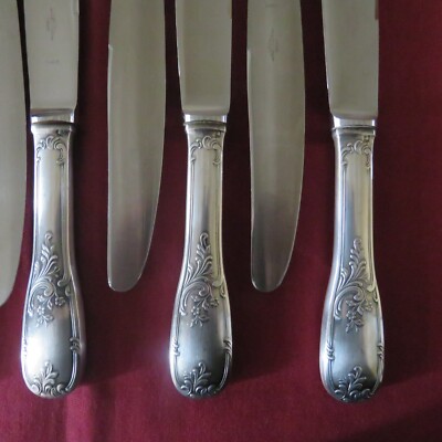 5 Couteaux A Entremet Fromage En Metal Argente Christofle Modele Marly Ancien 08 Sixn