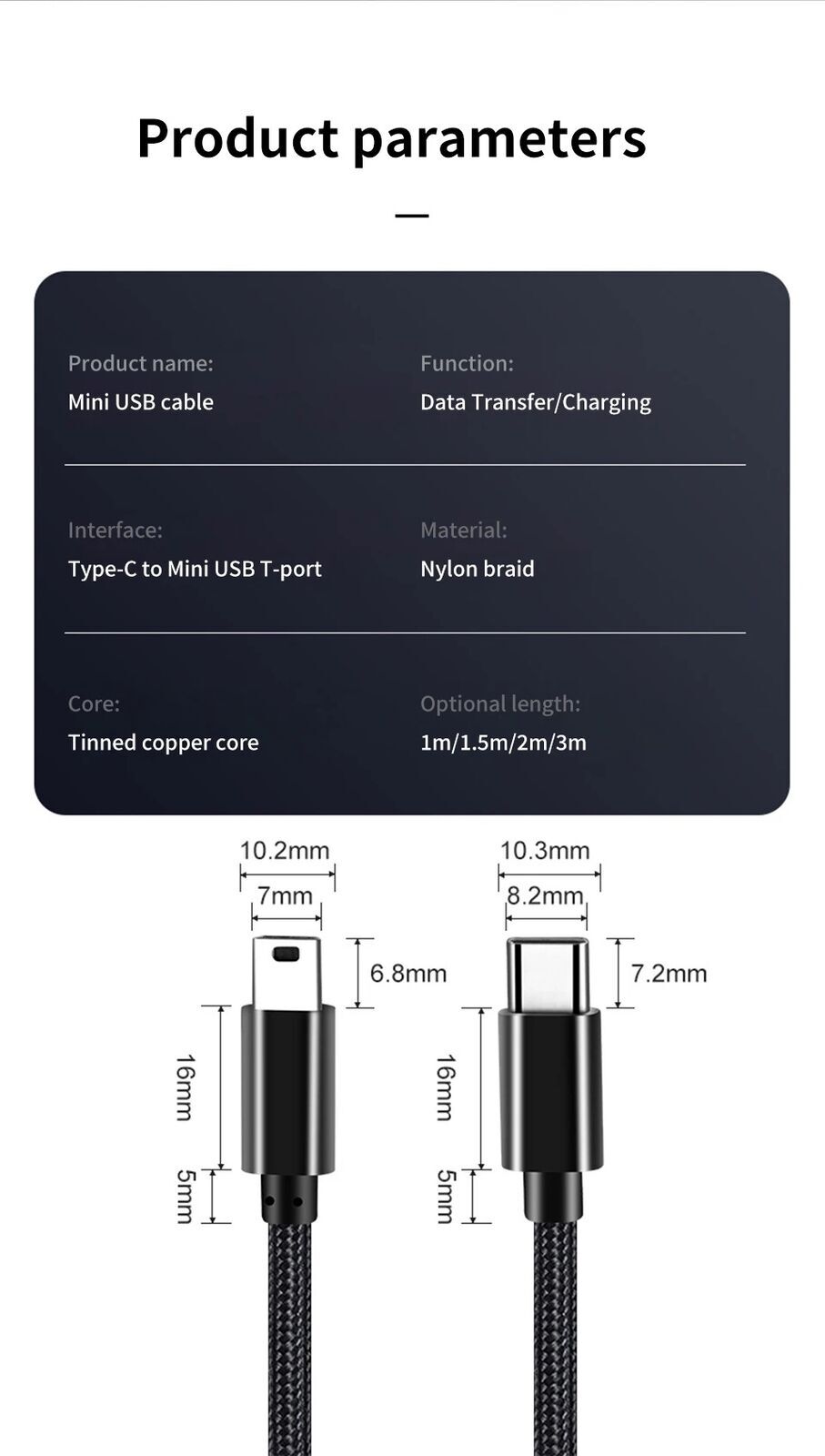 Type C to Mini USB Fast Charger Data Sync Cord 5 Pin OTG USBC to Mini USB Cable eBay