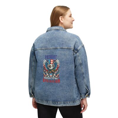Patriotic Denim Jacket, Eagle American Flag Women's, Streetwear, Plus size