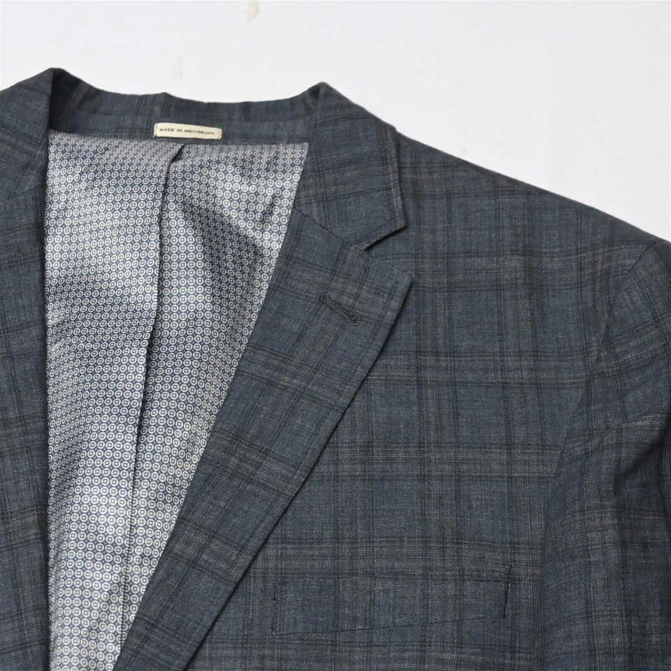 Blazer chaqueta abrigo deportivo Joseph Abboud 46L gris a cuadros 100 % lino ajustado para hombre Foto 2 de 4