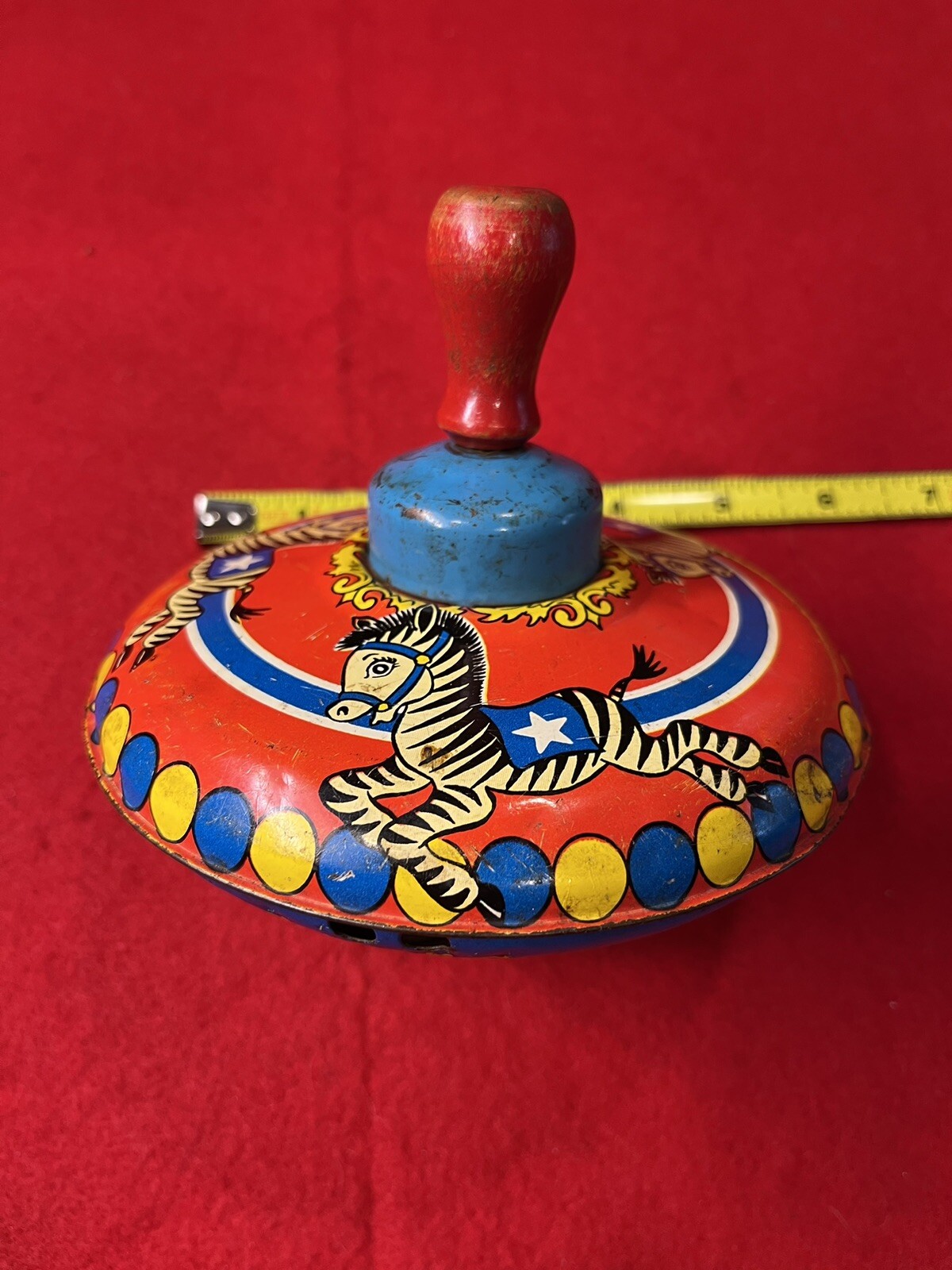 REDUCED Ohio Art Vintage Tin Litho Spinning Zebra Top Childs Working Toy eBay
