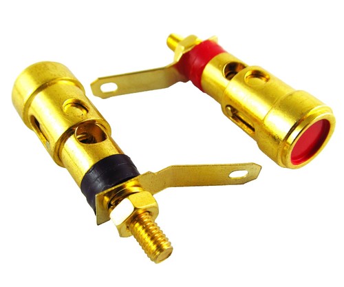 Boîtier à Bornes Enceinte Push Type 2 – Connecteurs Binding Post Métal Pour Haut-Parleurs DIY, 2 Trous De Montage