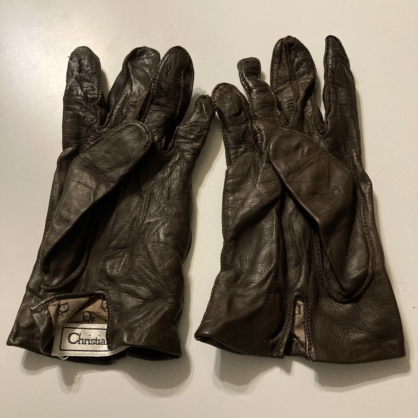 Christian Dior Brown Leather Gloves Womens Vintage - image 4