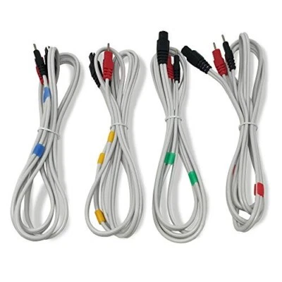 DISCOUNT TENS Compex Compatible Replacement Lead Wires, 4 Pack, 2mm pin connectors
