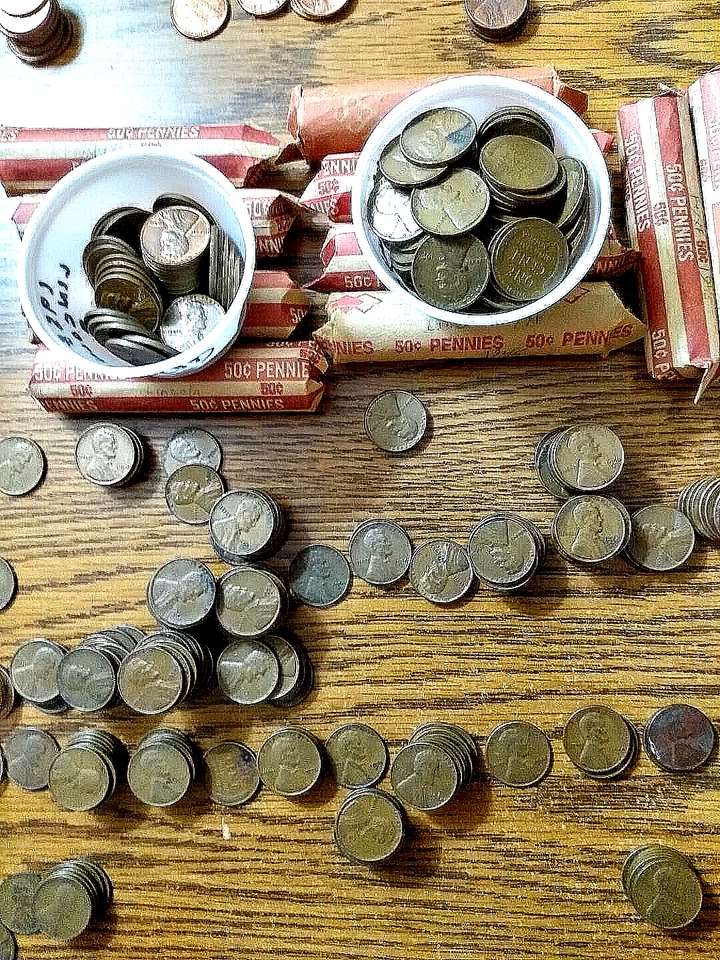 1950-58 P&D LINCOLN WHEAT CENTS 30 ROLLS 1500 COINS F+/XF AVG VF/+ NO OXIDATION - Image 2 of 3