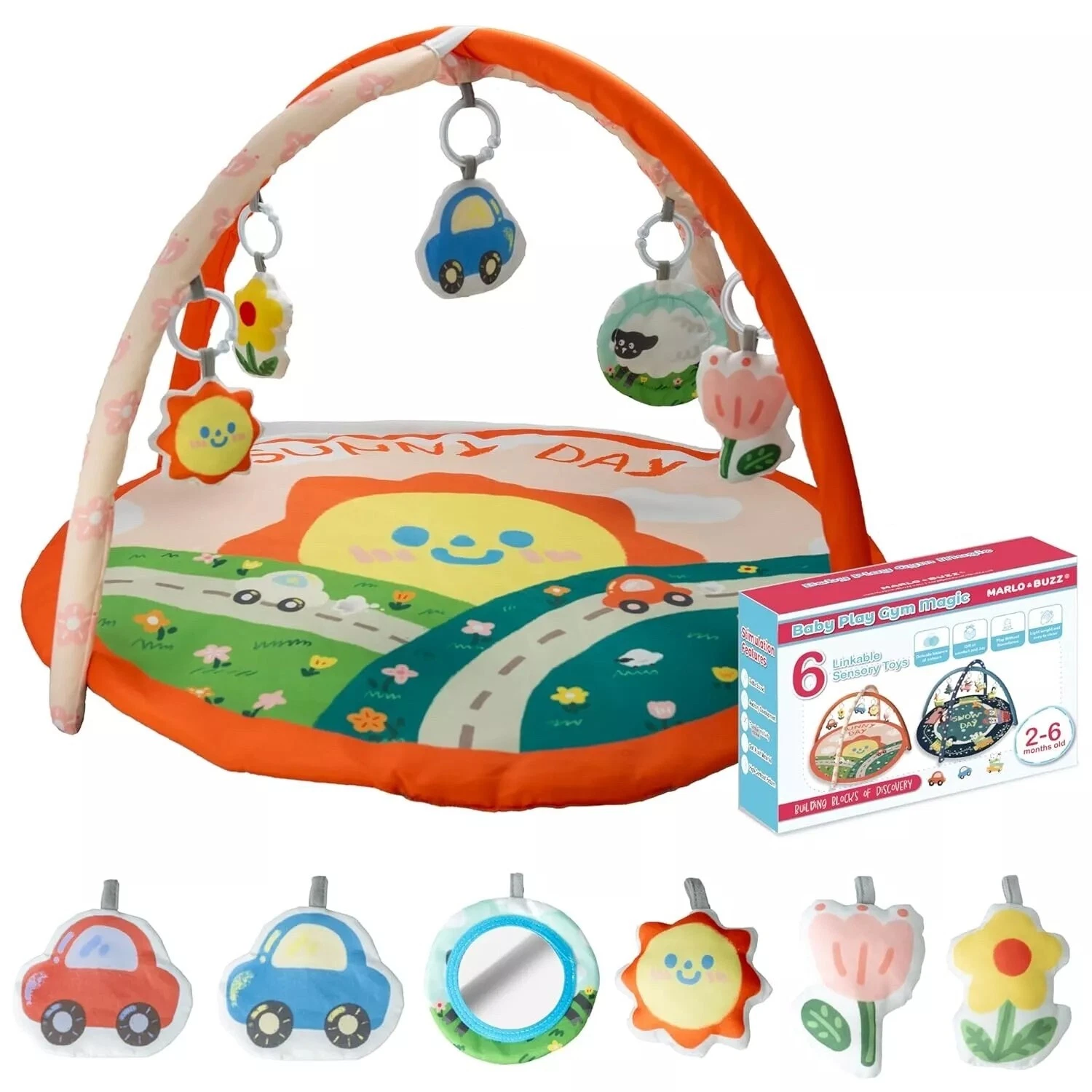 Baby Play Gym & Activity Mat-Sunny Day With 6 Detachable Toys