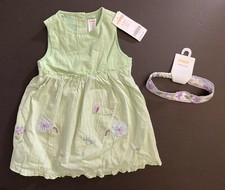 NWT Gymboree Botanical Babies 12-18 Months Green Dress Fruffle Headband