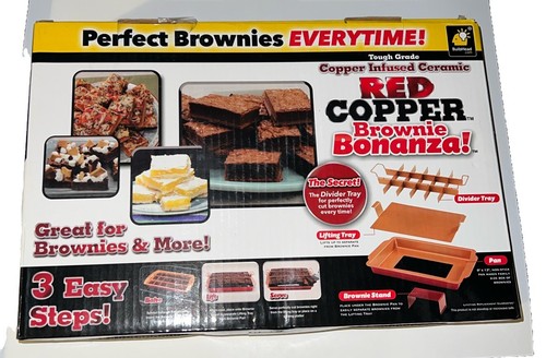 Rot Kupfer Brownie Bonanza Antihaft Backform Set aus dem Fernsehen + Rezeptheft