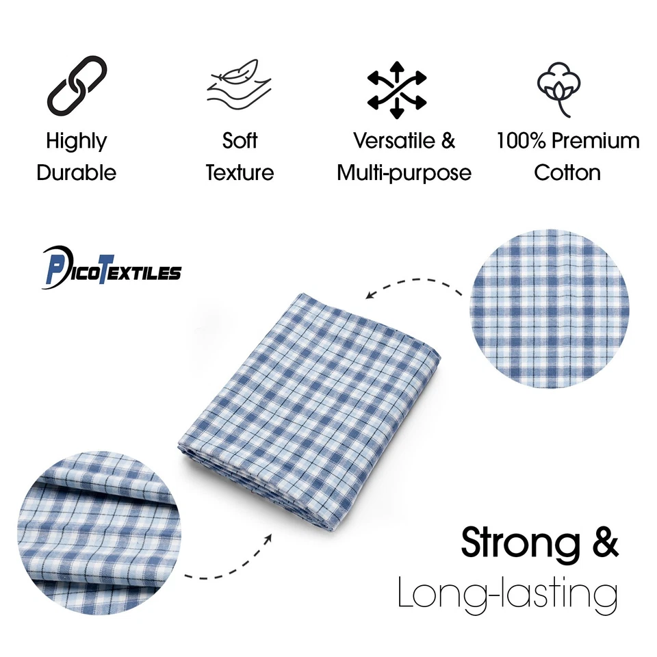 Light Blue Tartan Plaid Cotton Flannel Fabric - 60" Wide - Sold by the Yard - Image 3 of 4