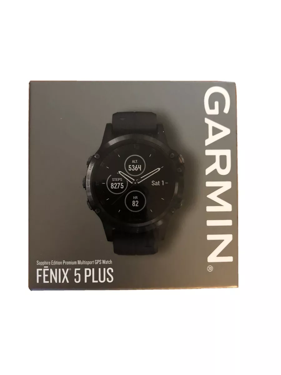 NIB Garmin Fenix 5 Plus Sapphire GPS Watch Carbon Gray DLC Titanium  010-01988-20