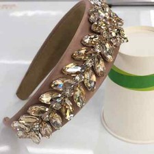 BRAND NEW WIDE LUXURY HANDMADE FAWN RHINESTONE HEADBAND HAIR ACCESSORY