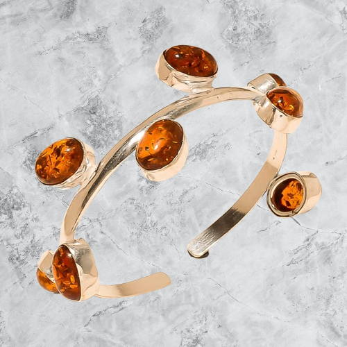 Amber Silver Plated Bracelets 8 Gemstones Fashion Jewelry - Picture 1 of 13