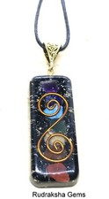 Black Tourmaline Orgone 7 Chakra Pendant Reiki Copper Coil EMF protect Necklace