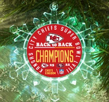 Kansas City Chiefs Super Bowl 58 Back to Back Holiday Christmas Tree Ornament