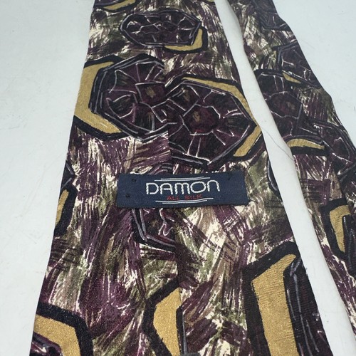 Damon Men's Tie Multicolored Geometric Tie All Silk - Picture 8 of 9
