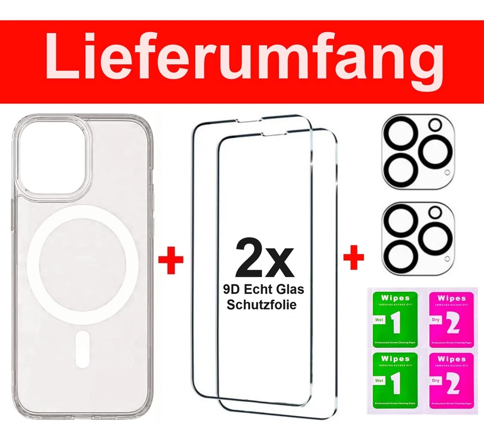 iPhone 17 16 15 14 Plus Pro Max MagSafe Hülle 9H Panzerfolie Glas Kameraschutz - Bild 2 von 4