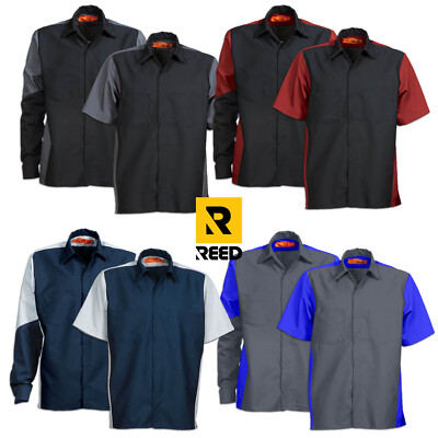#ad Mechanic Work Shirts Two Tone Motorsport 2 Pocket Industrial Uniform Clothes $29.98