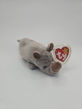 Ty Beanie Baby Spike the Rhino DOB 8-13-1996
