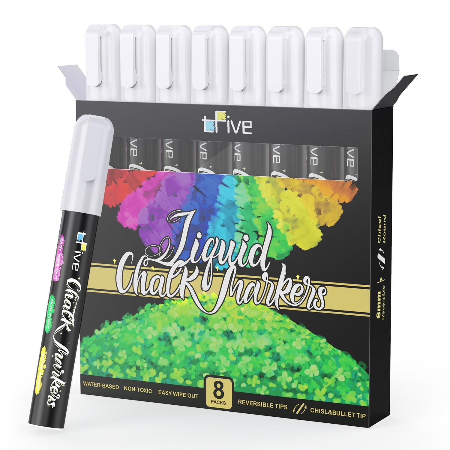 TFIVE White Chalk Markers - Dry & Wet Erase Marker Pens for Chalkboards, Sign...