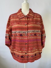 Classic Elements Women Coral Jacket, Boho Hippie Embroidered Tapestry Size Large