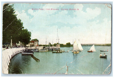 #ad 1907 Water Front Lake Manawa Council Bluffs Iowa IA Frederick So Dak SD Postcard $7.17