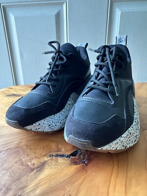 Stella McCartney Black Faux Leather and Faux Suede Eclypse Low Top
